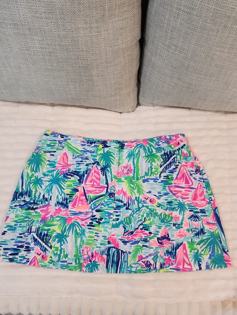 Lilly Pulitzer Multicolor Palm & Sailboat Print Skirt - Pink, Green, Blue